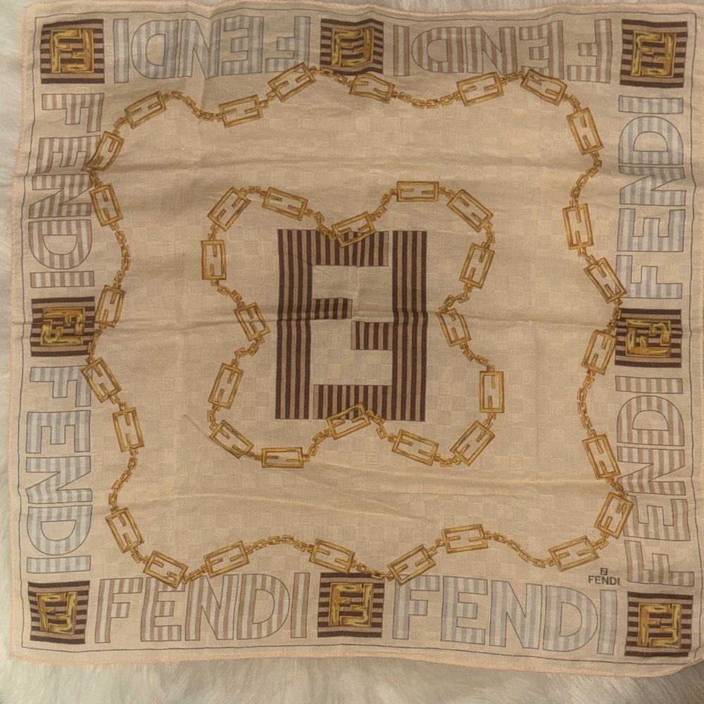 Fendi Gold and Brown Chain/ Monogram Scarf